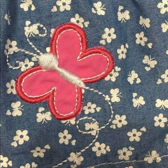Duck Duck Goose Girls Blue And Pink Trim Butterfly Dress 12 Months - Picture 7 of 8